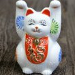 Photo2: Japanese Lucky Cat Kutani Porcelain Maneki Neko white mori both hands up H10cm (2)