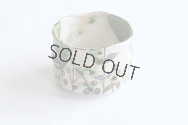 Photo7: Mino ware tea bowl Oribe hanamon chawan Matcha Green Tea Japan (7)