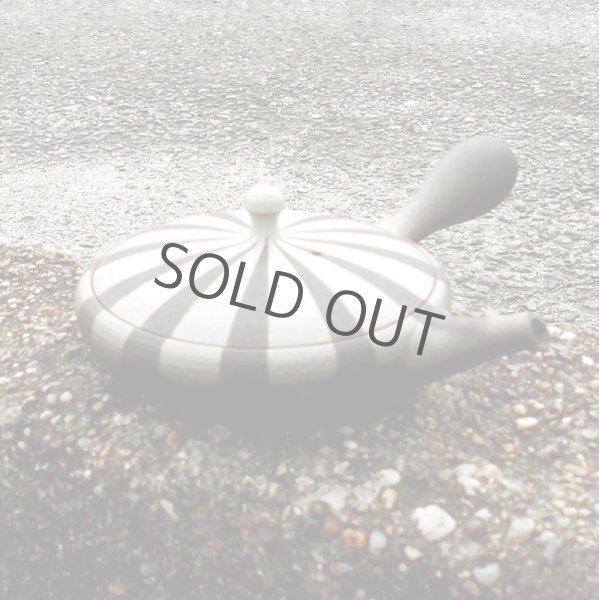 Photo2: Tokoname tea pot kyusu Jyunzo pottery tea pot super flat 120ml (2)