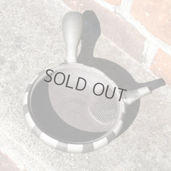 Photo3: Tokoname tea pot kyusu Jyunzo pottery tea pot super flat 120ml (3)