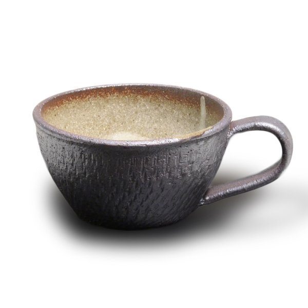 Photo1: Shigaraki sd Japanese pottery tea mug coffee cup tetsu wide 360 ml (1)