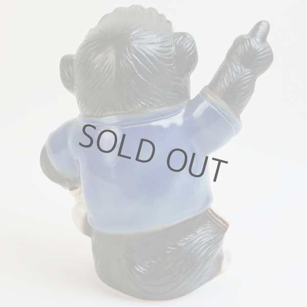 Photo3: Shigaraki pottery Japanese Tanuki cute Raccoon Dog soccer football Blue H24 cm (3)