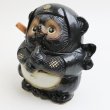 Photo2: Shigaraki pottery Japanese Tanuki Cute Raccoon Dog  Black Ninja H 17.5 cm (2)