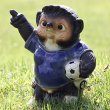 Photo1: Shigaraki pottery Japanese Tanuki cute Raccoon Dog soccer football Blue H24 cm (1)