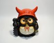 Photo2: Shigaraki pottery Japanese Tanuki Cute Raccoon Dog anger Oni kabuto red H24.5 cm (2)