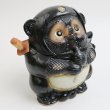 Photo1: Shigaraki pottery Japanese Tanuki Cute Raccoon Dog  Black Ninja H 17.5 cm (1)