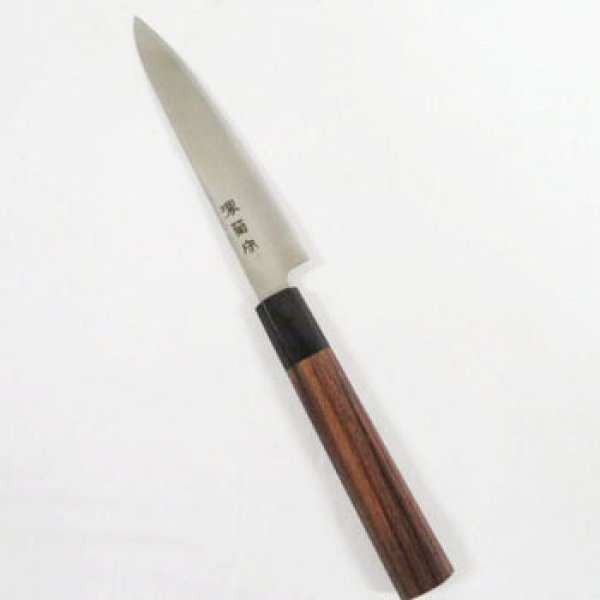 Photo1: Kikumori Sakai molybdenum vanadium steel Wa petty knife rose wood 150mm (1)