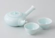 Photo1: Hasami porcelain Japanese kyusu tea cup set Seiji light blue glaze (1)