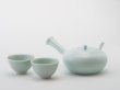 Photo3: Hasami porcelain Japanese kyusu tea cup set Seiji light blue glaze (3)
