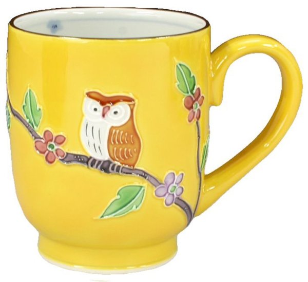 Photo1: Kiyomizu Japanese porcelain mug coffee cup kikochi owl 210ml (1)