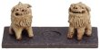 Photo1: Komainu guardian dogs shigaraki pottery doll pair H 9 cm (1)