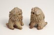 Photo2: Komainu guardian dogs shigaraki pottery doll pair H 9 cm (2)