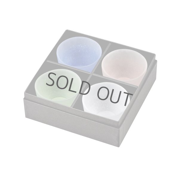 Photo2: Hirota glass Sencha wan yunomi cup sake Fubuki snow makeup140 ml set of 4 (2)