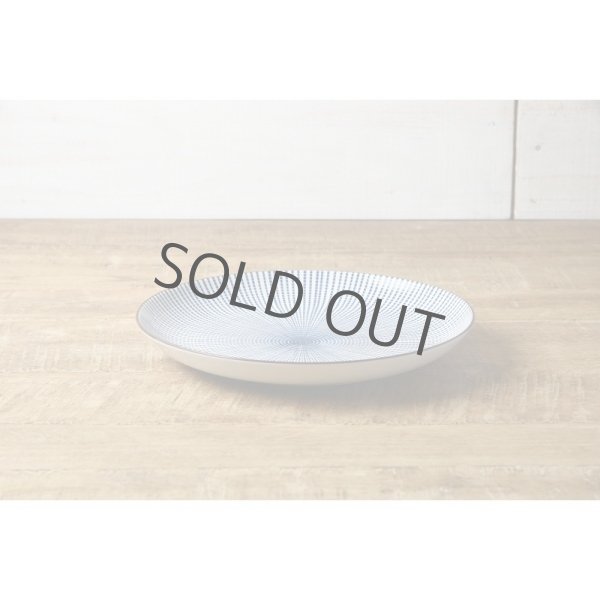 Photo3: Japanese Mino Serving Plate Togusa line blue D 21.6 cm (3)