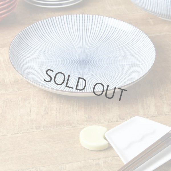 Photo2: Japanese Mino Serving Plate Togusa line blue D 21.6 cm (2)