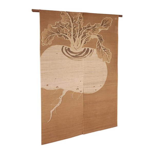 Photo1: Noren Mitsuru Japanese linen door curtain kusakizome kabura turnip 88 x 150cm (1)