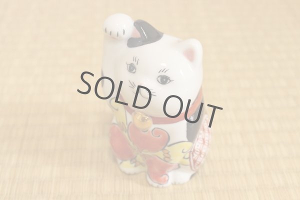Photo7: Maneki Neko Japanese Lucky Cat Kutani Porcelain flower iroe H11.5cm (7)