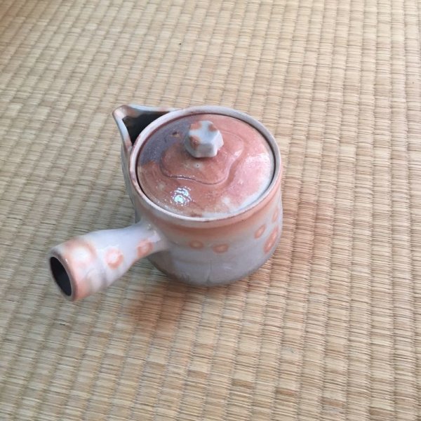 Photo7: Hagi yaki ware Japanese tea pot Koen mire kyusu pottery tea strainer 520ml (7)
