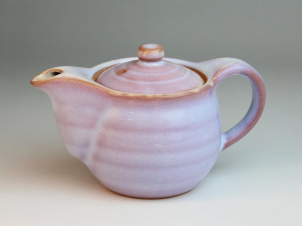 Photo1: Hagi yaki ware Japanese tea pot purple Maru with stainless tea strainer 520ml (1)