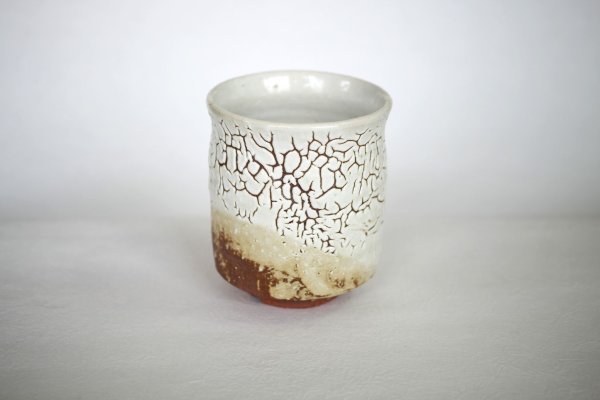 Photo11: Hagi ware Japanese pottery tea cups yunomi white kairagi Kashun 320 ml (11)