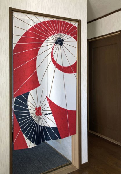 Photo1: Noren MS Japanese door curtain Japanese umbrella bangasa 85 x 150cm (1)