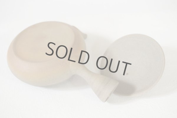 Photo6: Tokoname Japanese tea pot Gyokko pottery tea strainer flat shape yakishime 210ml (6)