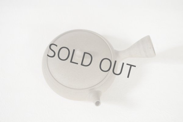 Photo9: Tokoname Japanese tea pot Gyokko pottery tea strainer flat shape yakishime 210ml (9)