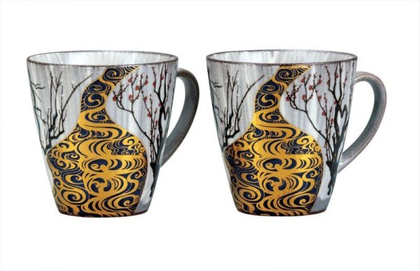 Photo1: Kutani yaki pottery Korinbai Japanese mug cup set of 2  (1)