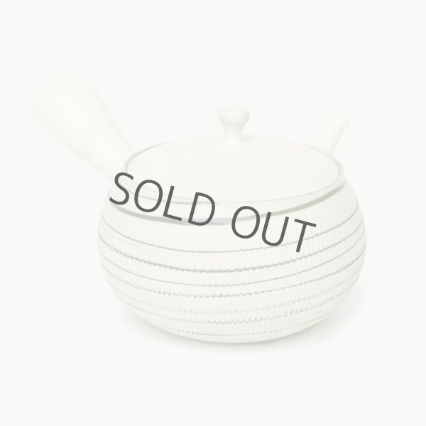 Photo1: Tokoname yaki ware Japanese tea pot Tosen white marble ceramic tea strainer 250ml (1)