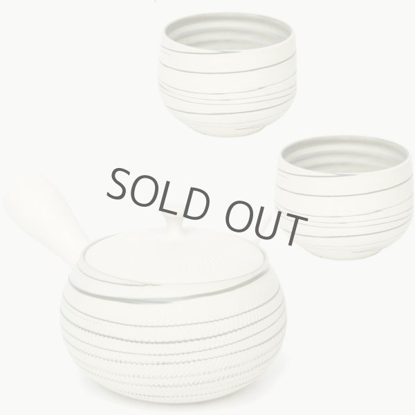 Photo2: Tokoname yaki ware Japanese tea pot Tosen white marble ceramic tea strainer 250ml (2)