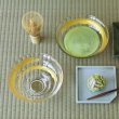 Photo3: glass Japanese tea ceremony matcha chawan bowl gold hakeme (3)
