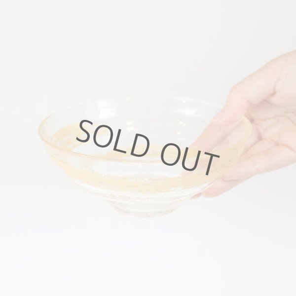 Photo2: glass Japanese tea ceremony matcha chawan bowl gold hakeme (2)