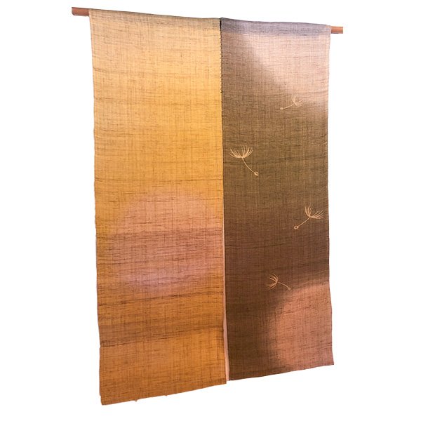 Photo1: Noren Mitsuru Japanese linen door curtain Kakishibu watage 88 x 150cm (1)