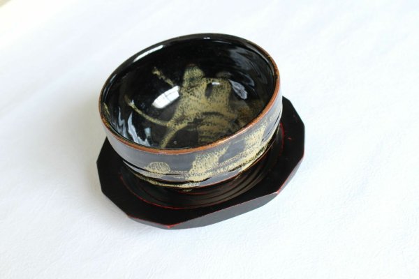 Photo4: Chataku wooden lacquered tea cup tray tea Coaster Saucer Akebono (4)