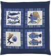 Photo1: Japanese floor pillow cushion cover zabuton cotton meisen fish 55 x 59cm (1)