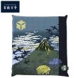 Photo1: Japanese floor pillow cushion cover zabuton cotton Hokusai Mt.Fuji 55 x 59cm (1)