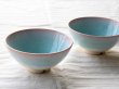 Photo2: Hagi yaki ware Japanese rice bowl mint pink-light-blue gradation set of 2 (2)