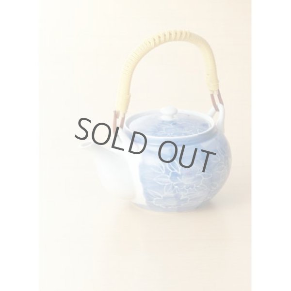 Photo1: Arita Porcelain sd Dobin Japanese tea pot sumi blue peony 550ml  (1)