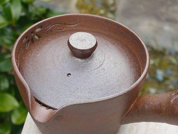 Photo4: Kiyomizu Kyoto kumagai pottery tea pot kyusu flower hana sukashi 230ml (4)