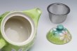 Photo2: Seto pottery Japanese tea pot koharu flower stainless tea strainer 500ml (2)