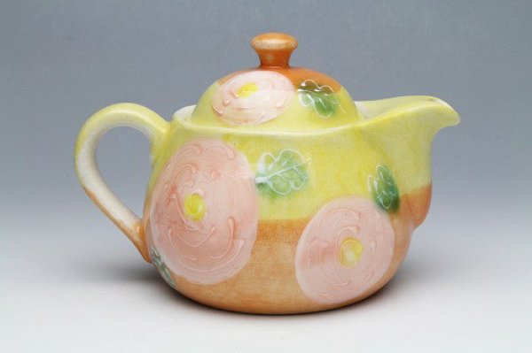 Photo1: Seto pottery Japanese tea pot koharu rose stainless tea strainer 500ml (1)