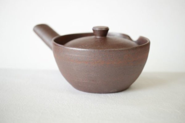 Photo1: Kiyomizu Kyoto kumagai pottery tea pot kyusu yakishime (1)