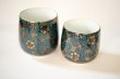 Photo3: Kutani porcelain Futatuki Yunomi kai blue gold aotibu Japanese tea cup (set of 2) (3)