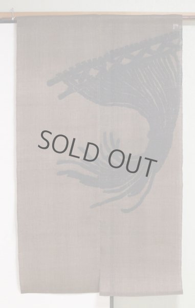 Photo7: Noren Mitsuru Japanese linen door curtain Kakishibu nawa rope 88 x 150cm (7)