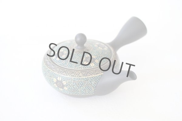 Photo7: Tokoname Japanese tea pot kyusu YT Shohou aochibu blue gold 260ml (7)