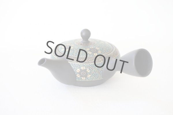 Photo6: Tokoname Japanese tea pot kyusu YT Shohou aochibu blue gold 260ml (6)