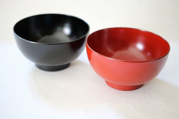 Photo1: Japanese Echizen Urushi lacquer soup bowl wan meotoshiruwan D12.1cm set of 2 (1)