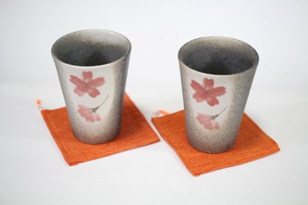Photo8: Shigaraki Japanese pottery tea cups wabe sakura cherry 230ml set of 2 (8)