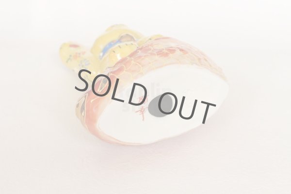 Photo4: Japanese Lucky Cat Kutani yaki ware Porcelain Maneki Neko Kinsai Yellow mori (4)