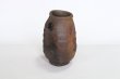 Photo1: Shigaraki pottery MG Japanese wall-hanging vase yohen wide mouth H12cm (1)